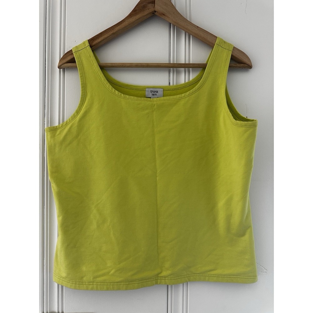 Silk Blend Tank Top Womens Medium Chartreuse Lime Green Stretch Shell 70% Silk